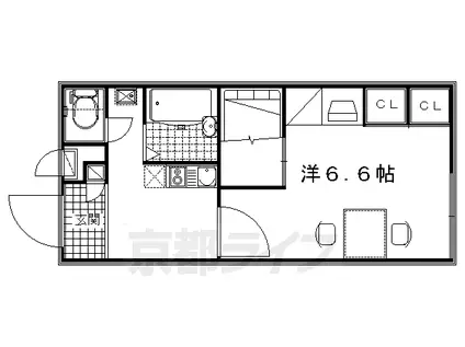 東海道本線 桂川駅(京都) 徒歩19分 2階建 築18年(1K/1階)の間取り写真