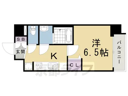 山陰本線 丹波口駅 徒歩15分 6階建 築5年(1K/3階)の間取り写真