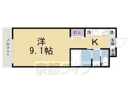 近鉄京都線 東寺駅 徒歩3分 4階建 築8年(1K/4階)の間取り写真
