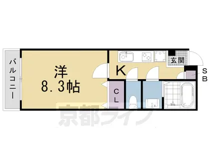 東海道本線 西大路駅 徒歩21分 5階建 築5年(1K/5階)の間取り写真
