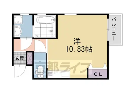 京都市東西線 御陵駅 徒歩5分 3階建 築5年(ワンルーム/3階)の間取り写真