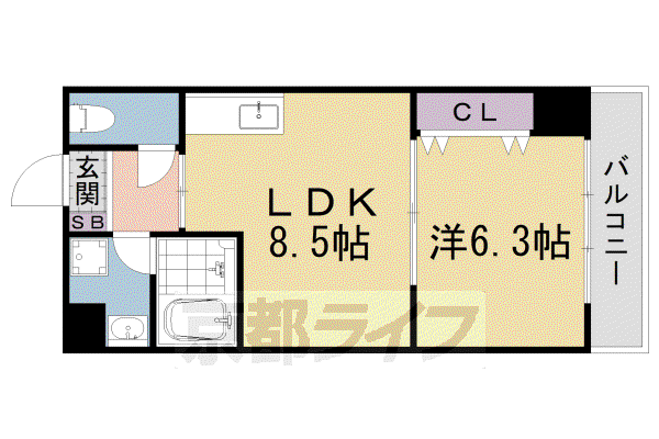 アシェンダ(1LDK/3階)の間取り写真