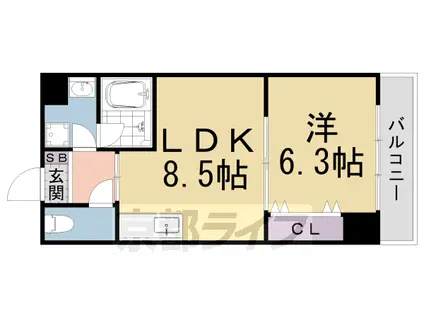 アシェンダ(1DK/4階)の間取り写真