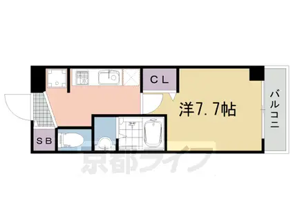京阪電気鉄道宇治線 観月橋駅 徒歩2分 5階建 築5年(1K/5階)の間取り写真