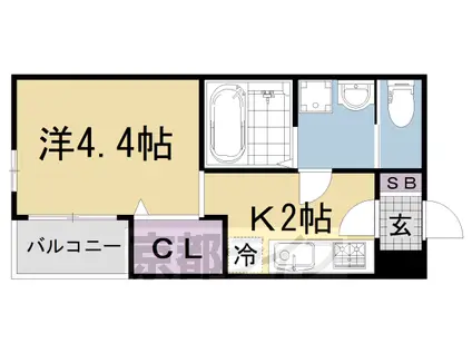 近鉄京都線 伏見駅(京都) 徒歩5分 3階建 築5年(1K/3階)の間取り写真