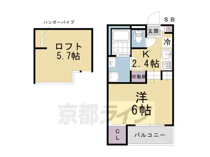京阪電気鉄道京阪線 淀駅 徒歩8分 2階建 築5年(1K/2階)の間取り写真