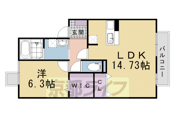 東海道本線 向日町駅 徒歩14分 2階建 築17年(1LDK/2階)の間取り写真