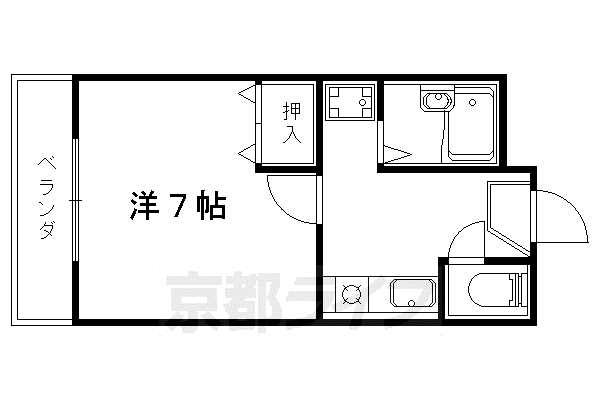 京都市東西線 東野駅(京都) 徒歩4分 3階建 築28年(1K/1階)の間取り写真