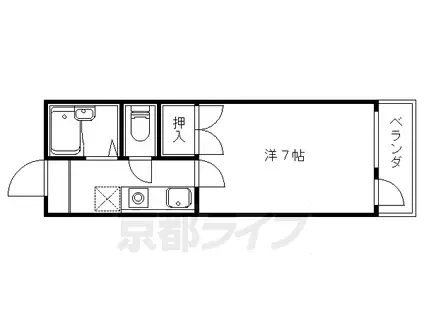 京都市東西線 東野駅(京都) 徒歩7分 5階建 築30年(1K/4階)の間取り写真