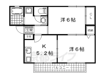 リファインドFUJI B(2DK/2階)の間取り写真
