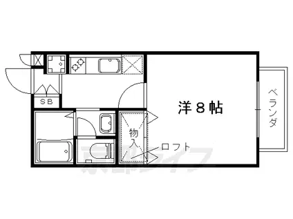 京都市東西線 椥辻駅 徒歩9分 2階建 築23年(1K/2階)の間取り写真