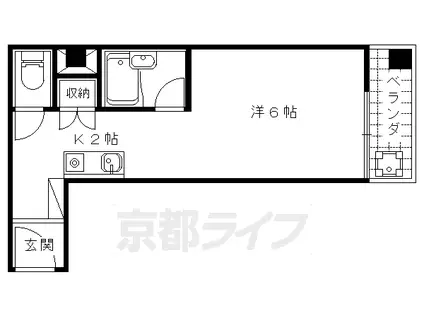 京都市東西線 小野駅(京都) 徒歩5分 5階建 築36年(1K/2階)の間取り写真