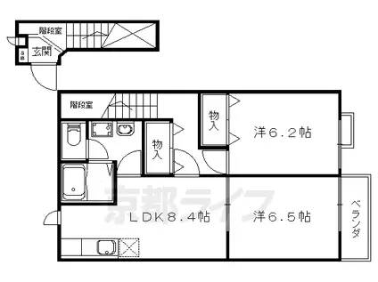 カラバッサ小野A棟(2DK/2階)の間取り写真