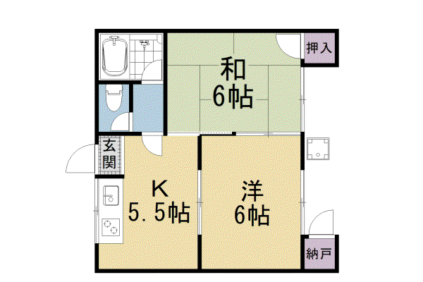 ブルーコート西野山(2DK/1階)の間取り写真