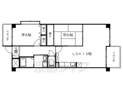 ガイア萱野浦(2LDK/5階)の間取り写真