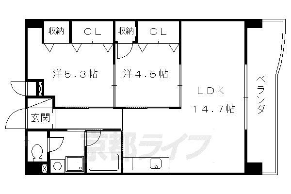 グレースシノキ(2LDK/4階)の間取り写真