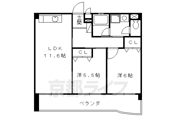 グレースシノキ(2LDK/5階)の間取り写真