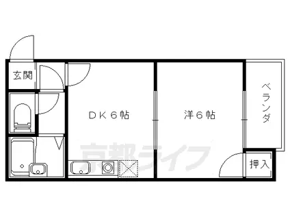 京都市東西線 御陵駅 徒歩14分 3階建 築35年(1DK/3階)の間取り写真