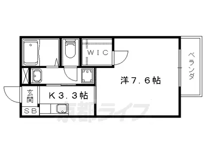京都市東西線 御陵駅 徒歩2分 2階建 築23年(1K/2階)の間取り写真