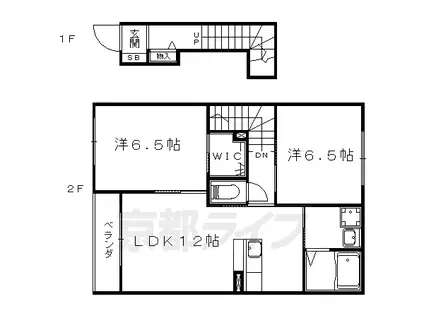 京都市東西線 椥辻駅 徒歩14分 2階建 築20年(2LDK/2階)の間取り写真
