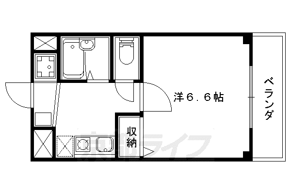 京都市東西線 小野駅(京都) 徒歩3分 3階建 築21年(1K/2階)の間取り写真