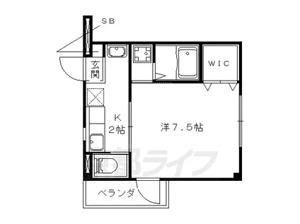 京都市東西線 御陵駅 徒歩2分 3階建 築20年(1K/3階)の間取り写真