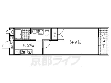 ラナキュラス椥辻(1K/1階)の間取り写真