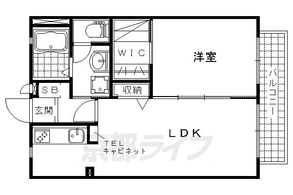 東海道本線 山科駅 徒歩13分 2階建 築18年(1LDK/2階)の間取り写真