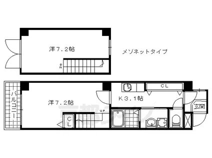 京都市東西線 石田駅(京都市営) 徒歩5分 6階建 築17年(2K/5階)の間取り写真
