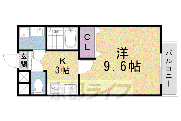 エスペランサ山科(1K/2階)の間取り写真