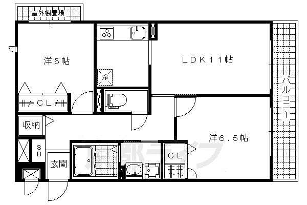 プロプル音羽(2LDK/3階)の間取り写真