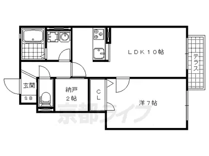 京都市東西線 椥辻駅 徒歩24分 2階建 築17年(1LDK/1階)の間取り写真