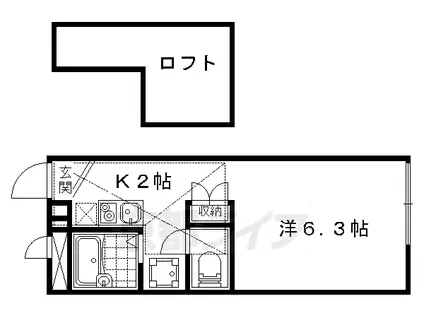京都市東西線 椥辻駅 徒歩12分 2階建 築27年(1K/1階)の間取り写真