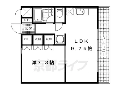 京都市東西線 小野駅(京都) 徒歩11分 5階建 築37年(1LDK/1階)の間取り写真