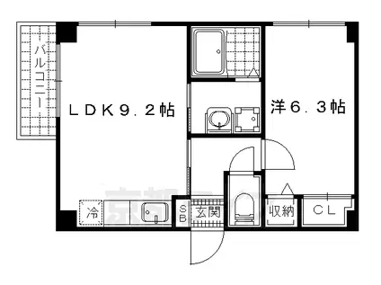 エスタシオン・デ・山科三品(1LDK/2階)の間取り写真