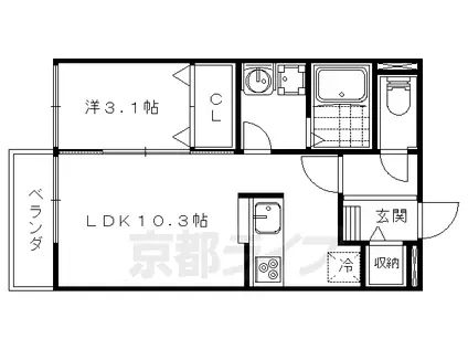 京都市東西線 醍醐駅(京都) 徒歩7分 2階建 築15年(1LDK/2階)の間取り写真