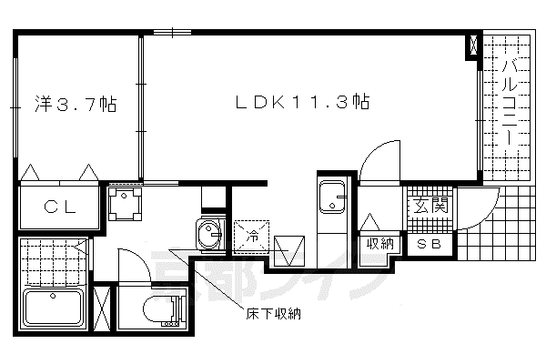 京都市東西線 椥辻駅 徒歩8分 2階建 築16年(1LDK/1階)の間取り写真