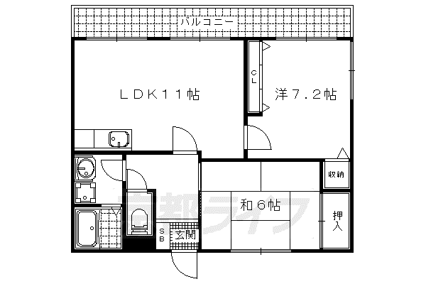 レイティー西大津3号館(2LDK/3階)の間取り写真