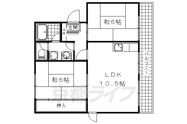 メゾンヤマギワ(2LDK/2階)の間取り写真