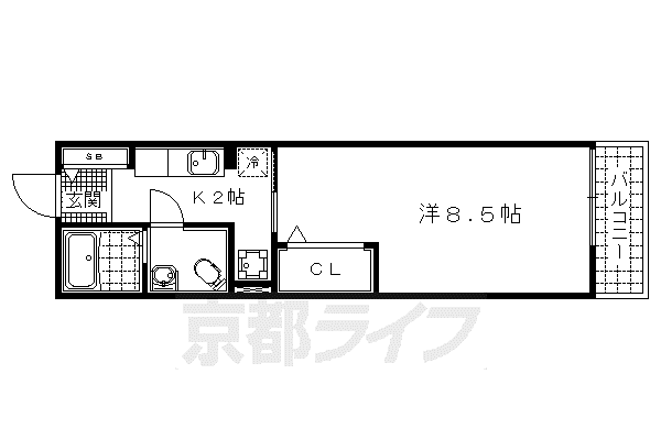 アンフィニ-唐崎A(1K/1階)の間取り写真