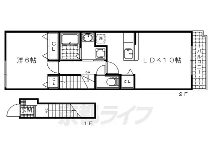 アヴニール(1LDK/2階)の間取り写真