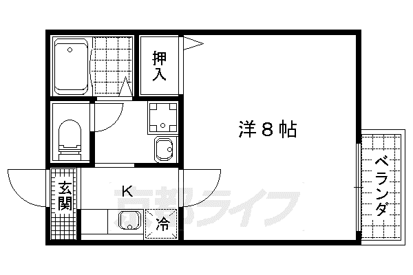 プランタン2000B棟(1K/1階)の間取り写真