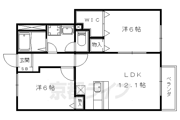 京都市東西線 小野駅(京都) 徒歩7分 2階建 築23年(2LDK/1階)の間取り写真