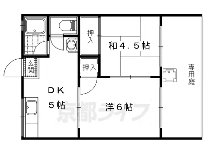 京都市東西線 東野駅(京都) 徒歩10分 2階建 築50年(2DK/2階)の間取り写真