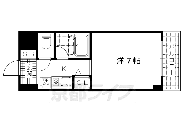 萱野ビル(1K/7階)の間取り写真