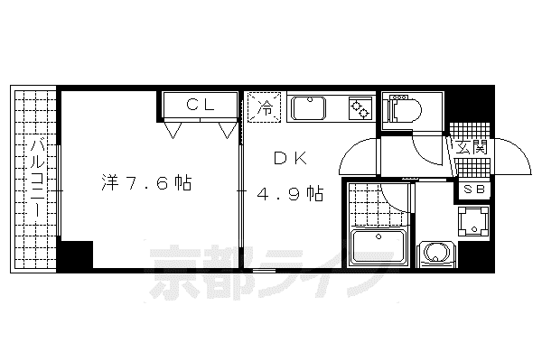 GREENWICH HOUSE(1DK/6階)の間取り写真