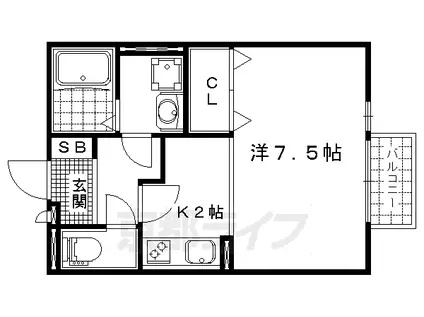 モナリエコート1(1K/1階)の間取り写真
