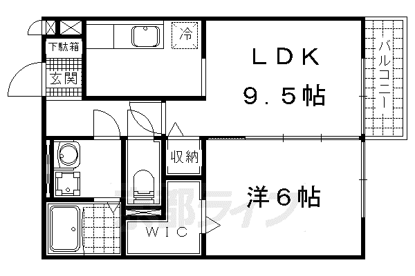 リビングタウン瀬田B棟(1LDK/1階)の間取り写真