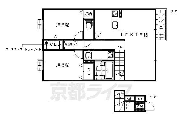 リュミエール(2LDK/2階)の間取り写真