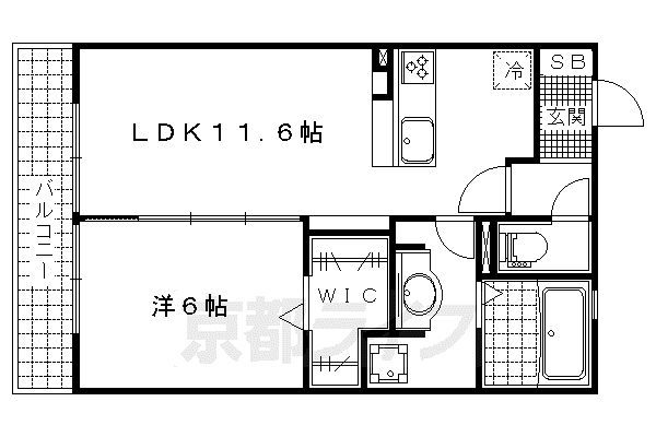 東海道本線 山科駅 徒歩8分 2階建 築13年(1LDK/2階)の間取り写真
